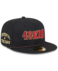 New Era Men's Black San Francisco 49ers 2025 Rivalries Collection Sideline Rope 59FIFTY Fitted Hat