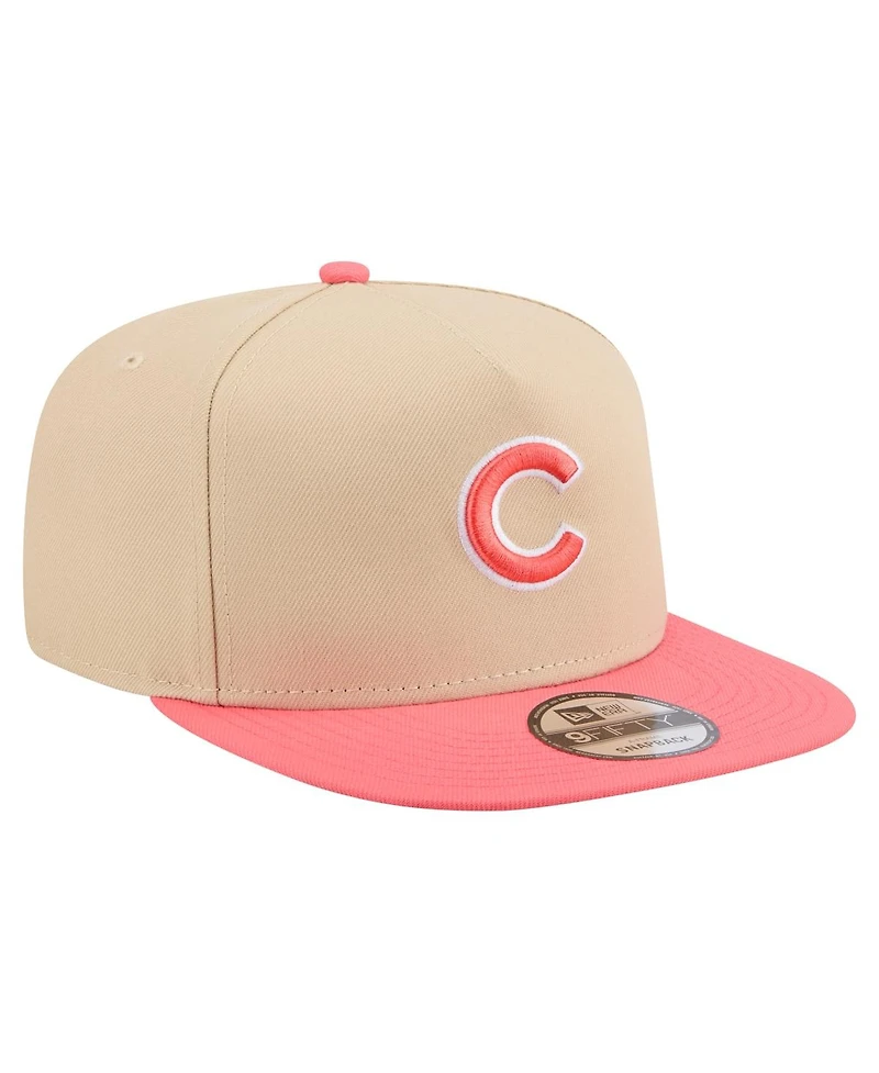 New Era Men's Light Beige/Coral Chicago Cubs Color Pack A-Frame 9FIFTY Snapback Hat