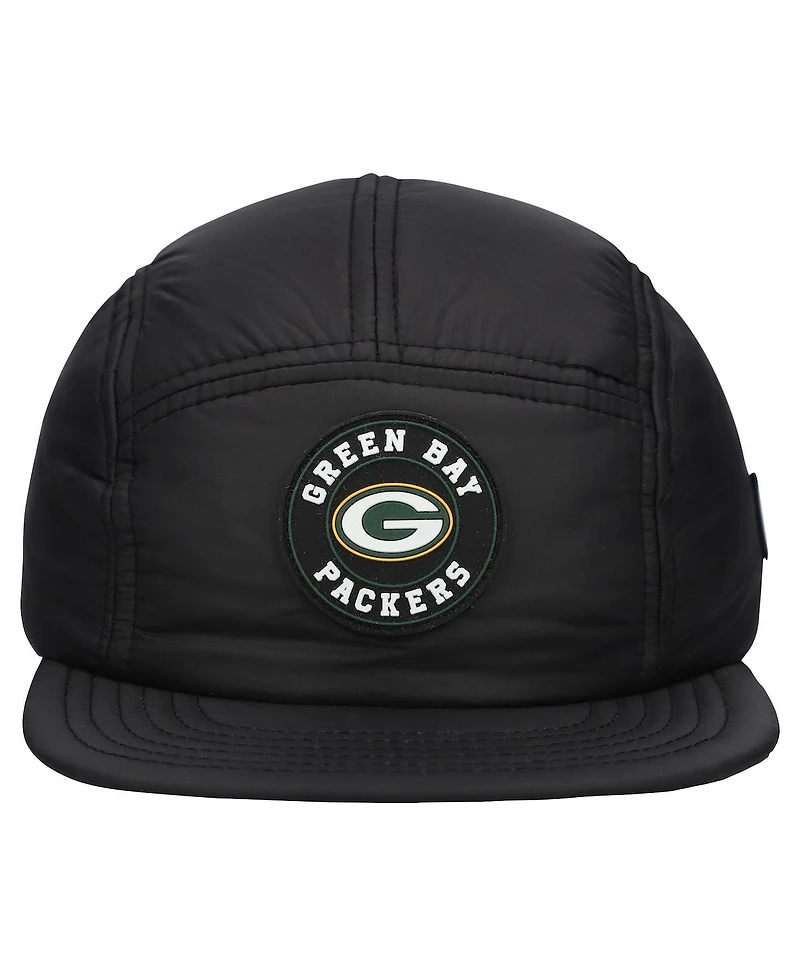 New Era Men's Black Green Bay Packers Quilted Camper Adjustable Hat