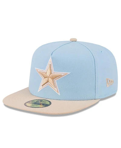 New Era Men's Light Blue/Light Beige Dallas Cowboys Two-Tone Color Pack A-Frame 59FIFTY Fitted Hat