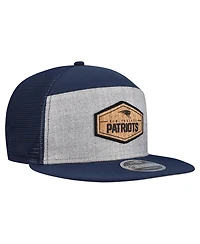 New Era Men's Gray/Navy New England Patriots Cork Split Panel 9FIFTY Trucker Snapback Hat