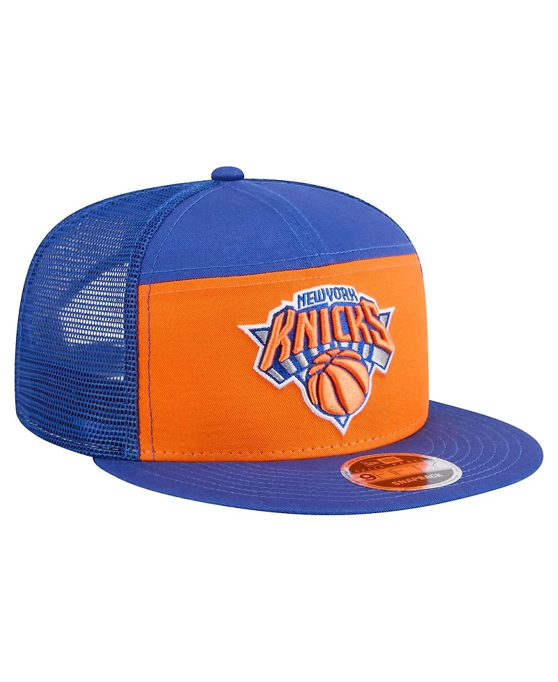 New Era Men's Orange/Blue New York Knicks Outdoor Split Panel 9FIFTY Snapback Hat