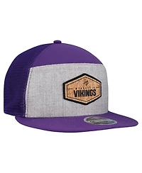 New Era Men's Gray/Purple Minnesota Vikings Cork Split Panel 9FIFTY Trucker Snapback Hat