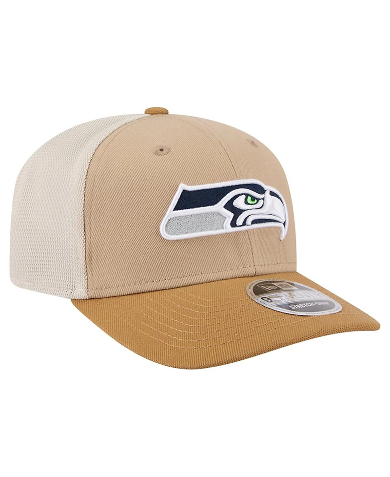 New Era Men's Light Beige Seattle Seahawks Two-Tone Trucker 9SEVENTY Adjustable Hat