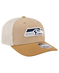 New Era Men's Light Beige Seattle Seahawks Two-Tone Trucker 9SEVENTY Adjustable Hat