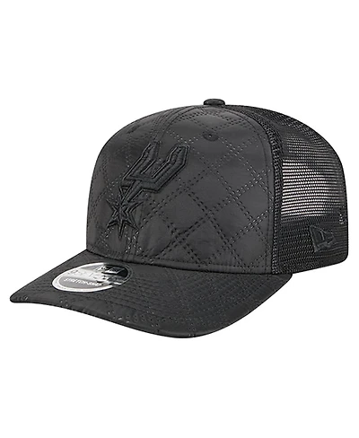 New Era Men's Black San Antonio Spurs Quilted 9SEVENTY Trucker Adjustable Hat