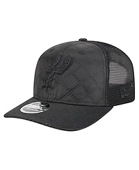 New Era Men's Black San Antonio Spurs Quilted 9SEVENTY Trucker Adjustable Hat