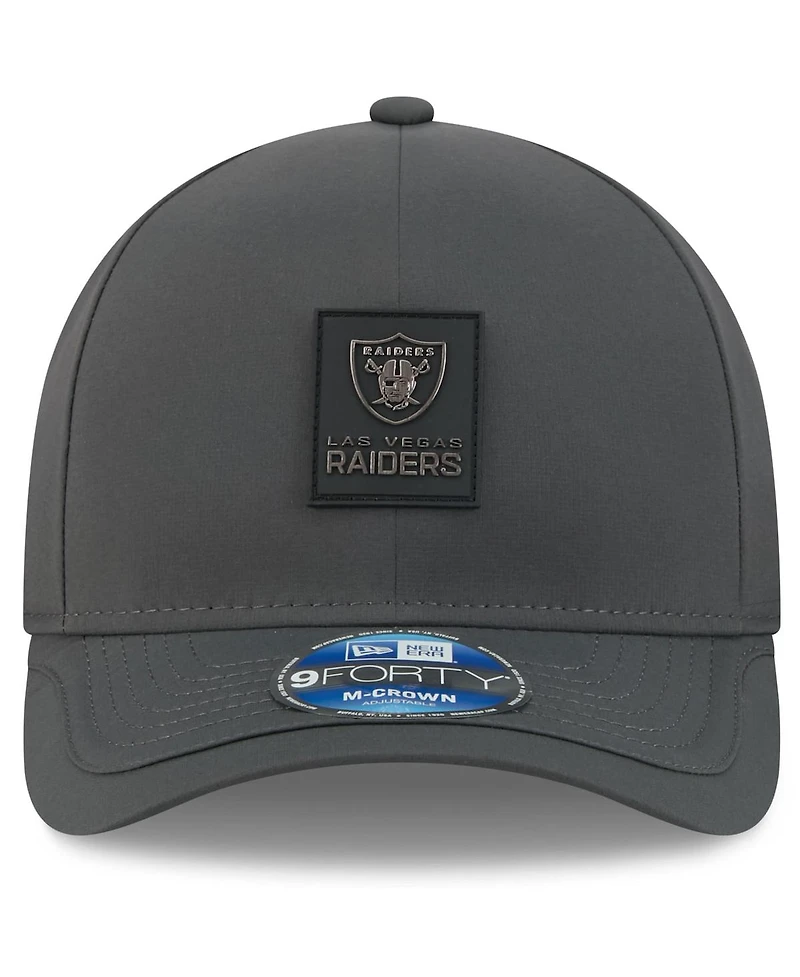 New Era Men's Charcoal Las Vegas Raiders 2025 Sideline Cold Weather 9FORTY M-Crown Adjustable Hat