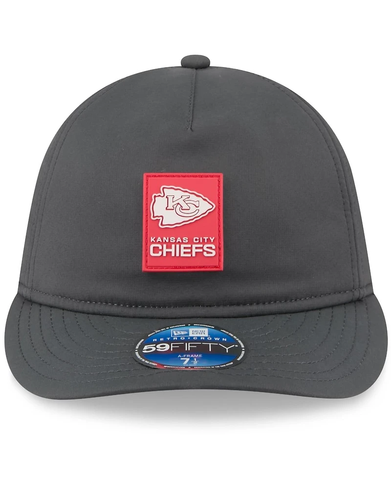 New Era Men's Charcoal Kansas City Chiefs 2025 Sideline Cold Weather Retro Crown 59FIFTY Fitted Hat