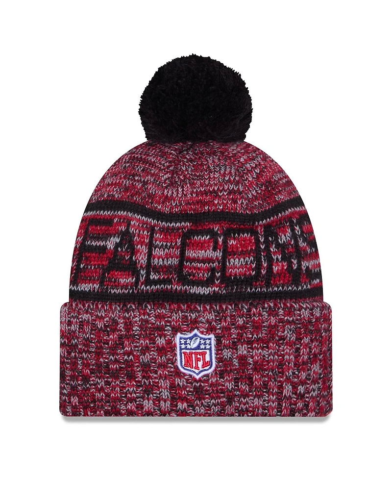 New Era Men's Red Atlanta Falcons 2025 Sideline Cold Weather Cuffed Pom with Knit Hat