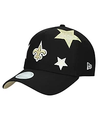 New Era Women's Black New Orleans Saints Stardom A-Frame 9FORTY Adjustable Hat