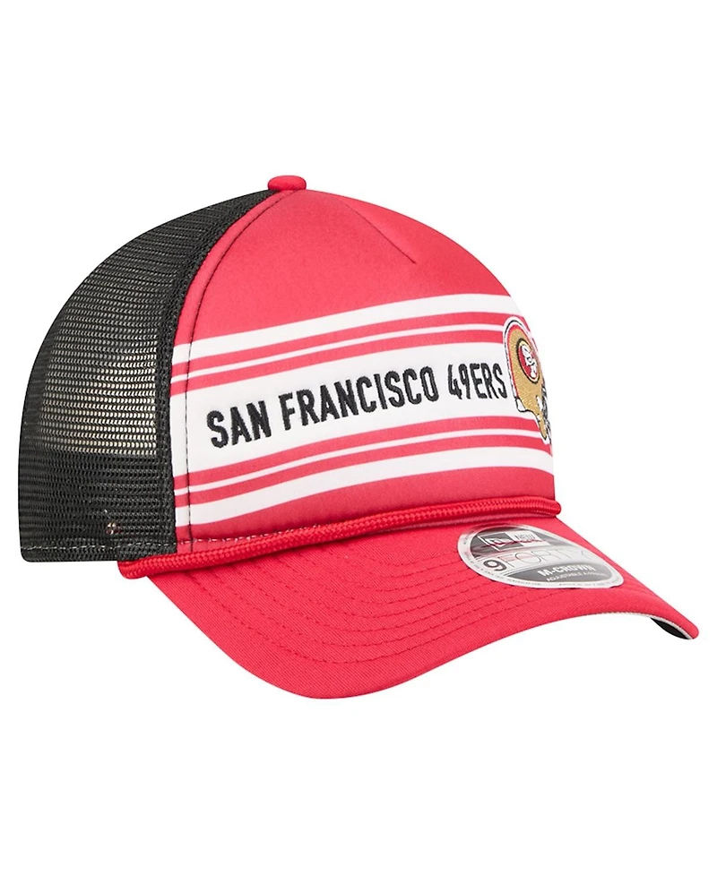 New Era Men's Red San Francisco 49ers Linear A-Frame 9FORTY Adjustable Hat