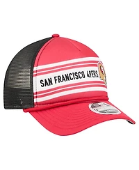 New Era Men's Red San Francisco 49ers Linear A-Frame 9FORTY Adjustable Hat