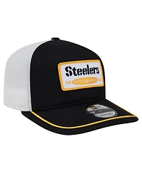 New Era Men's Black/White Pittsburgh Steelers Patch 19TWENTY Adjustable Hat