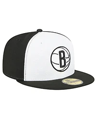 New Era Men's White/Black Brooklyn Nets Repeat 59Fifty Fitted Hat