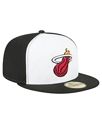 New Era Men's White/Black Miami Heat Repeat 59Fifty Fitted Hat