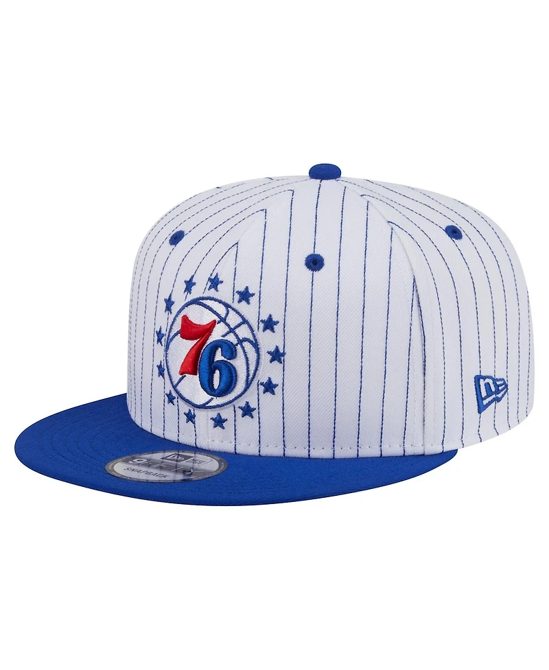 New Era Men's White Philadelphia 76ers Deceptor Pinstripe 9FIFTY Snapback Hat