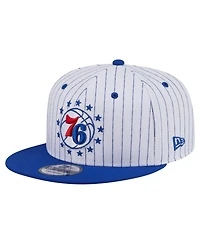New Era Men's White Philadelphia 76ers Deceptor Pinstripe 9FIFTY Snapback Hat
