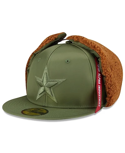 New Era x Alpha Men's Industries Olive Dallas Cowboys Dog Ears 59FIFTY Fitted Hat