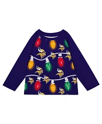 Outerstuff Toddler 2-Piece Minnesota Vikings Garland Holiday Long Sleeve Pajama Set