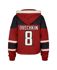 '47 Brand Women's Alexander Ovechkin Red Washington Capitals Superior Lacer Cropped Pullover Hoodie