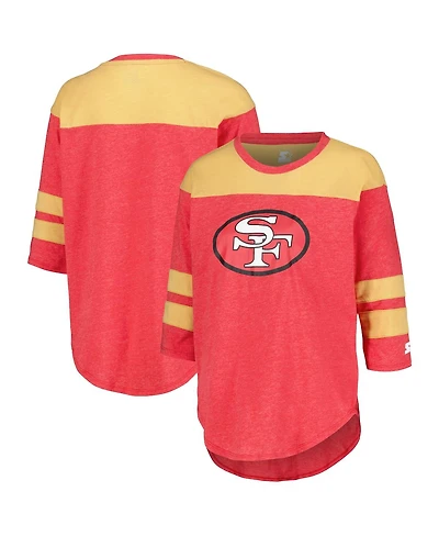 Starter Women's Scarlet San Francisco 49ers Fullback Tri-Blend 3/4-Sleeve T-Shirt