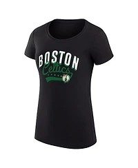 G-iii 4Her by Carl Banks Women's Black Boston Celtics Super-Slim Fit Lightweight Filigree Logo T-Shirt