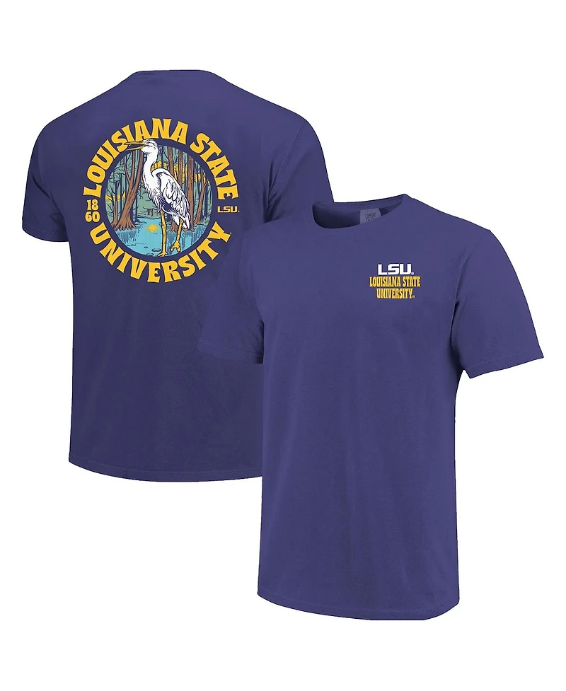 Image One Men's Purple Lsu Tigers Comfort Colors Thick Lined Landscape T-Shirt