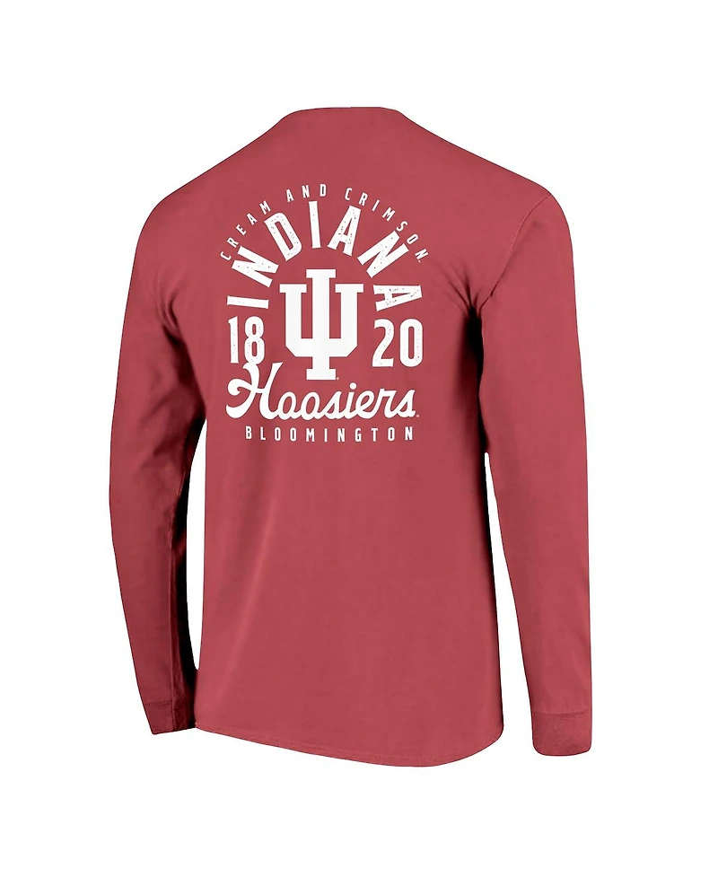 Image One Men's Crimson Indiana Hoosiers Comfort Colors Mascot Overlay Long Sleeve T-Shirt