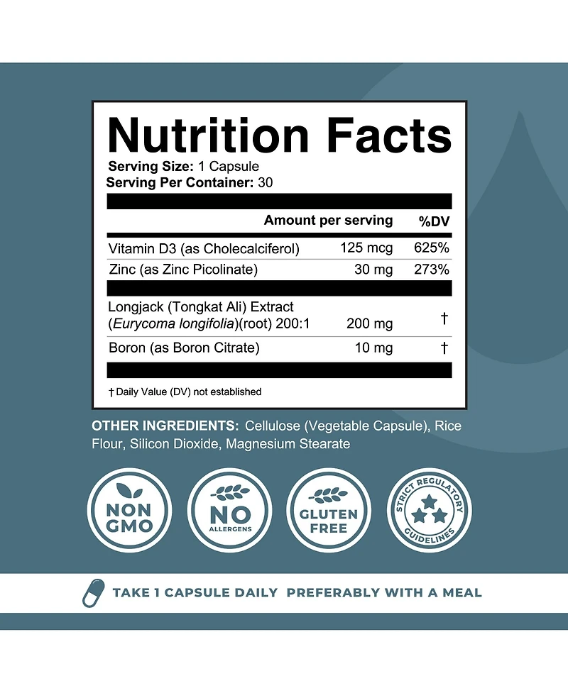 Boron Supplement For Men With Tongkat Ali, 30ct