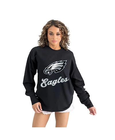 Gameday Couture Women's Black Philadelphia Eagles Oversized Long Sleeve T-Shirt