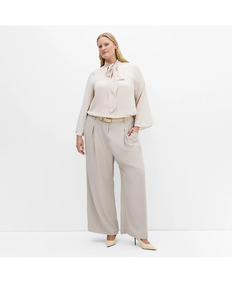 City Chic Plus Mahalia Neck Tie Top