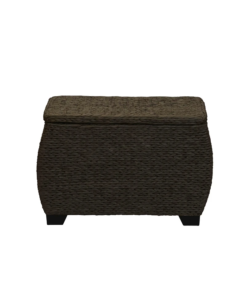 Household Essentials Large Curved Woven Storage Chest with Liner, Brown Paper Rope