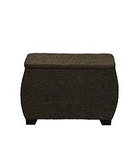 Household Essentials Large Curved Woven Storage Chest with Liner, Brown Paper Rope