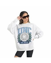 Gameday Couture Women's Gray North Carolina Tar Heels Premium Fleece Drop Shoulder Oversized Pullover Sweatshirt