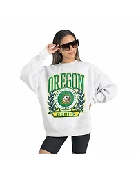 Gameday Couture Women's Gray Oregon Ducks Premium Fleece Drop Shoulder Oversized Pullover Sweatshirt