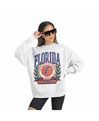 Gameday Couture Women's Gray Florida Gators Premium Fleece Drop Shoulder Oversized Pullover Sweatshirt