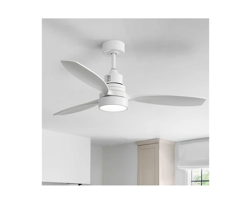 Sofucor 52-inch Simple and Grand Style White 3-Blade Ceiling Fan with Remote Control and Light Source