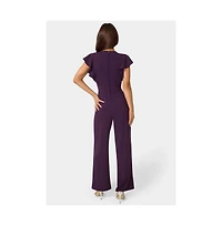 Bebe Women's Scuba Crepe Jumpsuit With Ruffle Sleeve