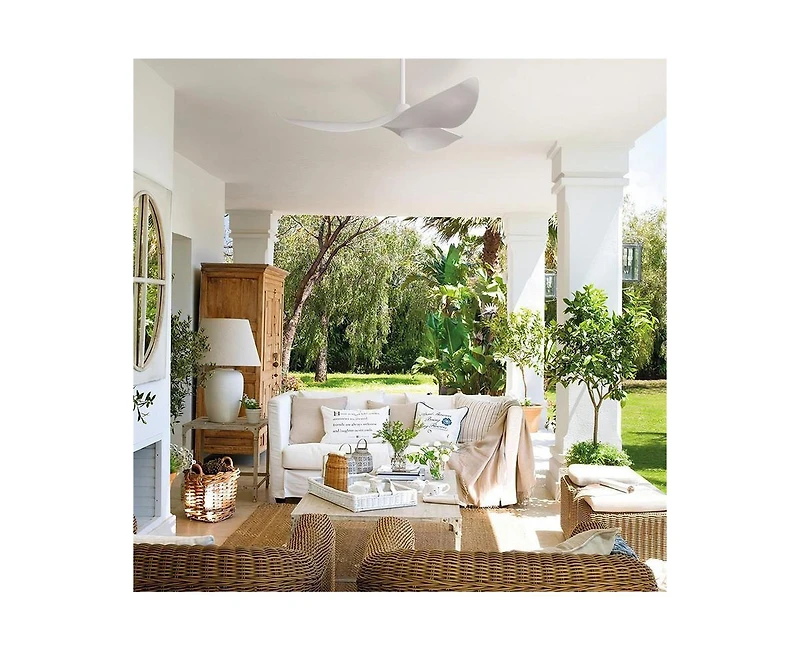 38-inch Modern White 3-Blade without Light Ceiling Fan with Six Speed Remote Control and Timing Function for Indoor