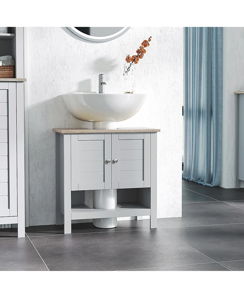 Airsurfer Bathroom Storage Cabinet Under Sink Cabinet Bathroom Vanity Cabinet with Adjustable Shelf and Open Bottom Shelf Gray