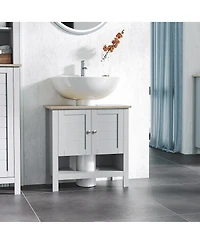 Airsurfer Bathroom Storage Cabinet Under Sink Cabinet Bathroom Vanity Cabinet with Adjustable Shelf and Open Bottom Shelf Gray