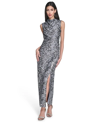 Vince Camuto Women's Sequin Lace High-Cowl Neck Dress