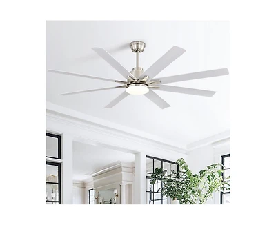 66-inch Modern Sand Nickel 8-blade Ceiling Fan with Intelligent Remote Control and App Timing Function for Various Indoor Layouts