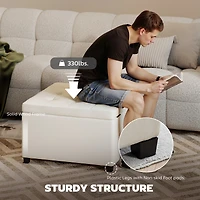 Homcom Fabric Tufted Storage Ottoman with Flip Top for Living Room Bedroom