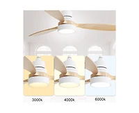 Sofucor 52-inch Simple and Grand Style White 3-Blade Ceiling Fan with Remote Control and Light Source