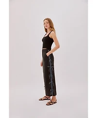 Labeca London Women's Carolina Linen Bow Midi Skirt