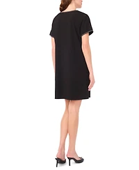 Msk Petite Stud Detail Short Sleeves Shift Dress