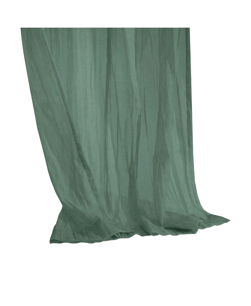 Habitat 100% Polyester Paloma Sheer Broomstick Crushed Solid Dual Header Curtain Panel 52" x 95" Sage