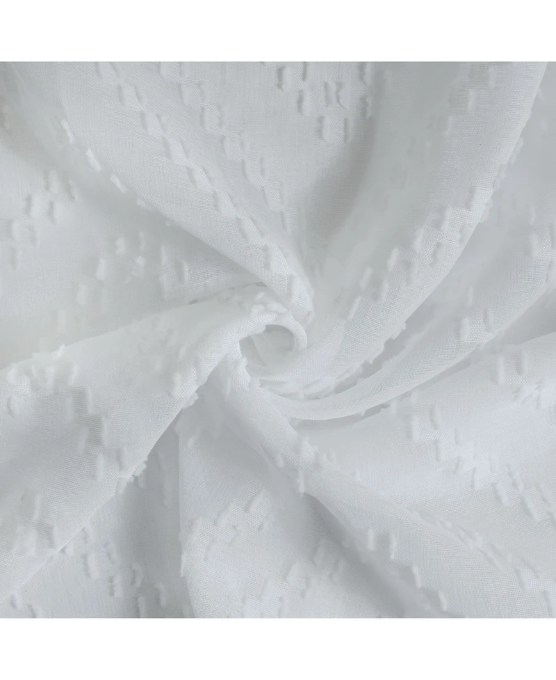 Habitat 100% Polyester Regina Sheer Chevron Delightful Textured Grommet Curtain Panel 52" x 63" White